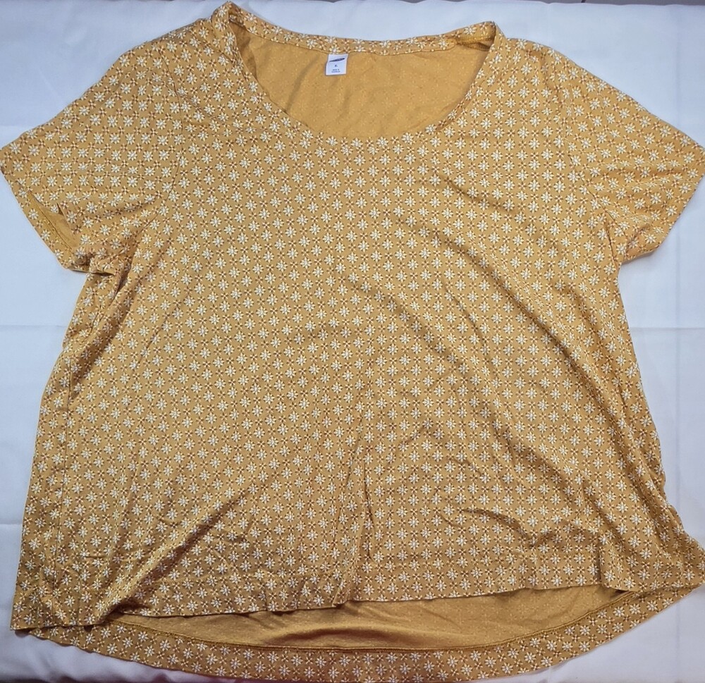 Old Navy Women's Yellow Floral Short Sleeve T-Shirt Size XL RN 54023 Sku 0316